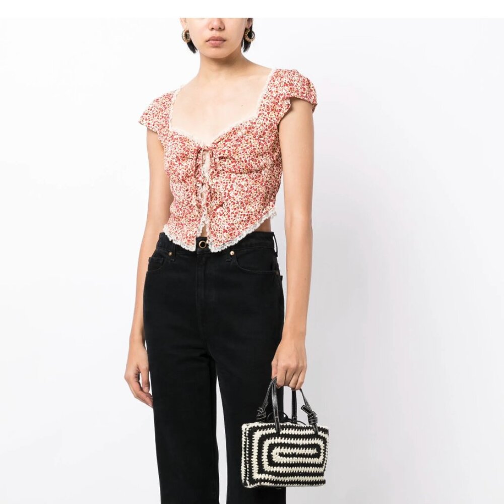 Reformation Safia Floral Top in La Vie En Rose Size 0 - Picture 8 of 16